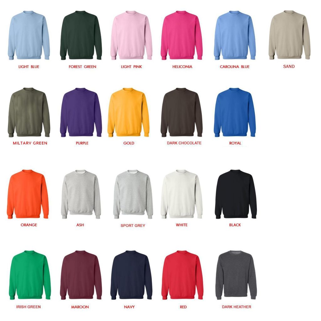 sweatshirt color chart - JJBA Store