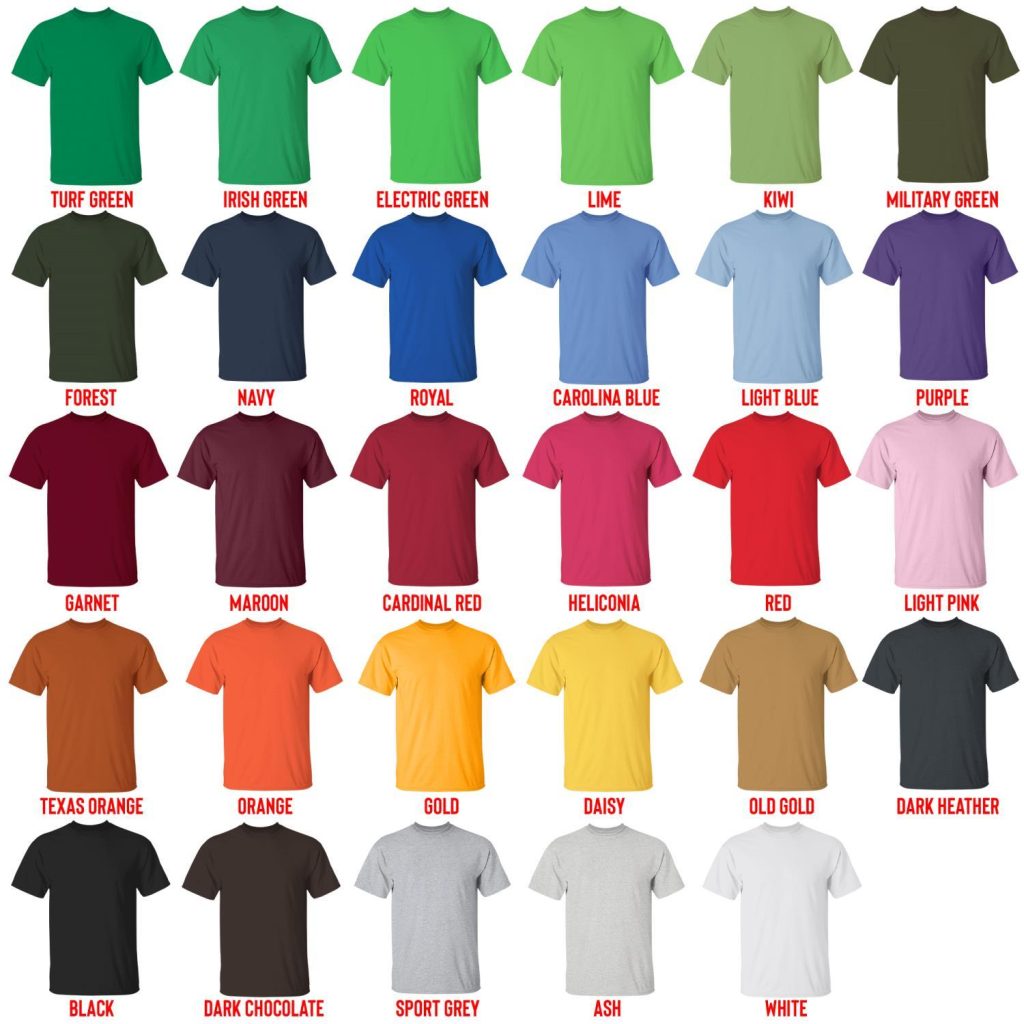 t shirt color chart - JJBA Store