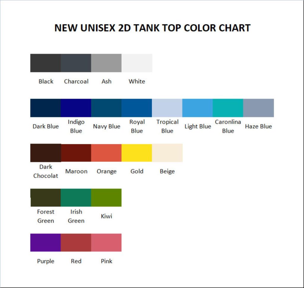 tank top color chart - JJBA Store